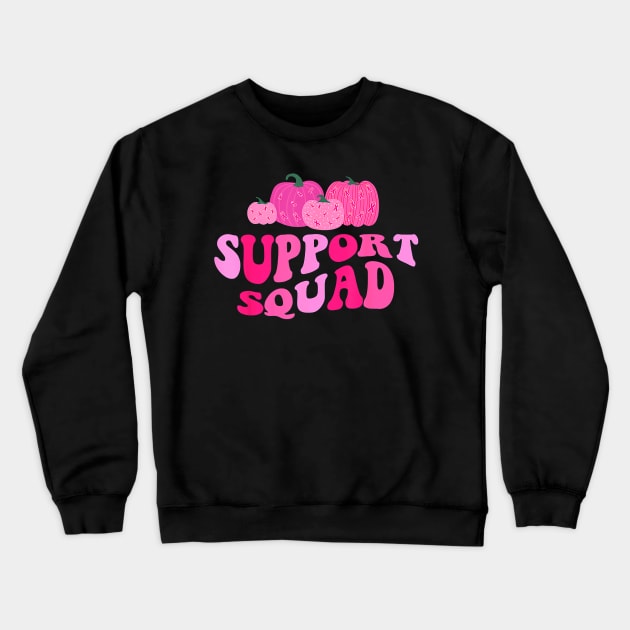 Groovy Support Squad Pumpkins Fall Breast Cancer Awareness Crewneck Sweatshirt by everetto